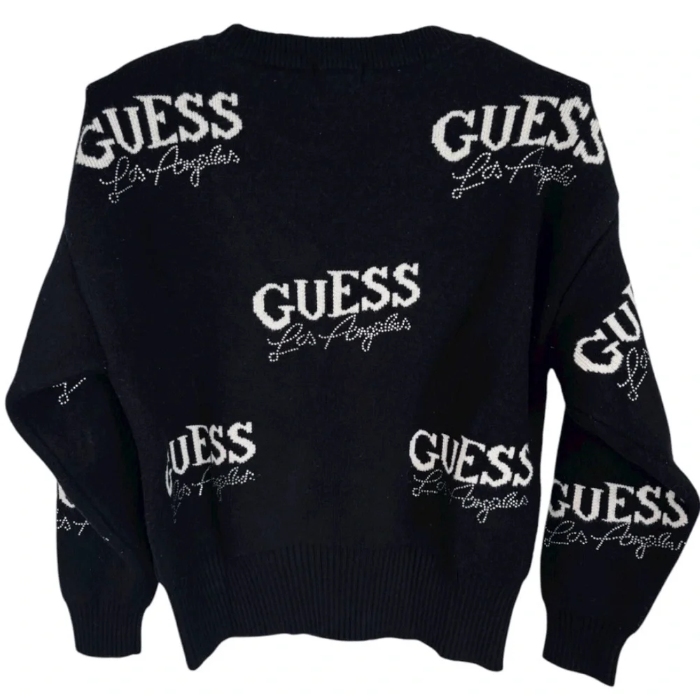 GUESS Black and White All Over Logo Crewneck Women’s Sweater Size Small - Picture 6 of 8